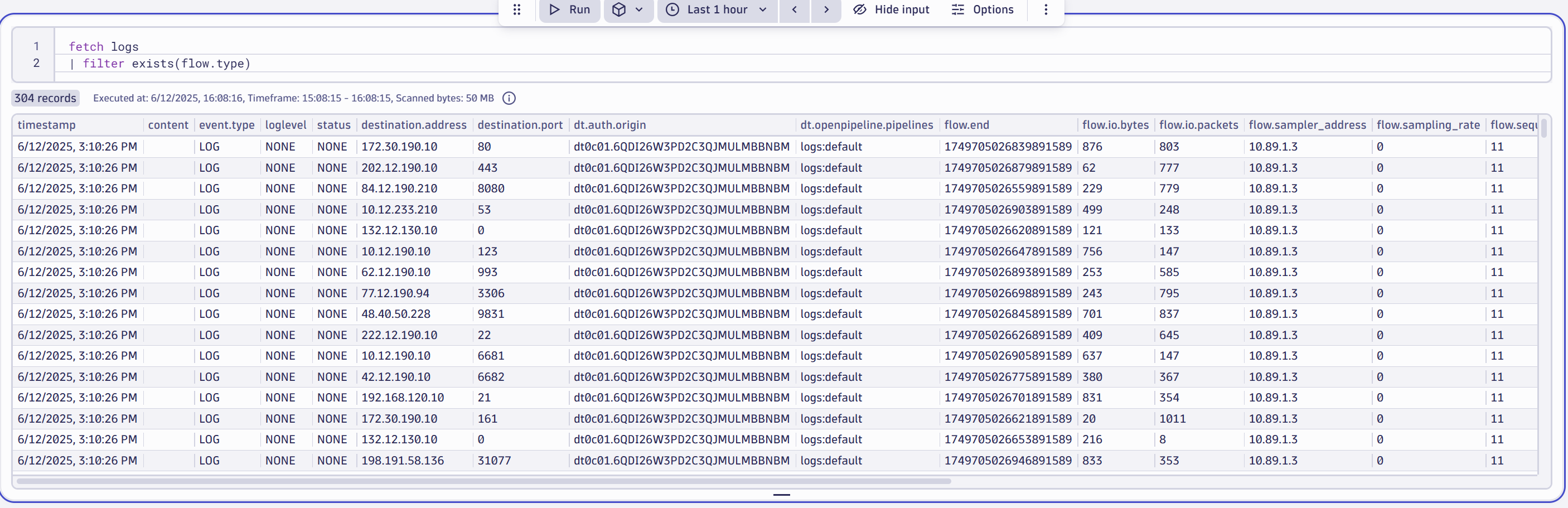 dynatrace notebook netflow
