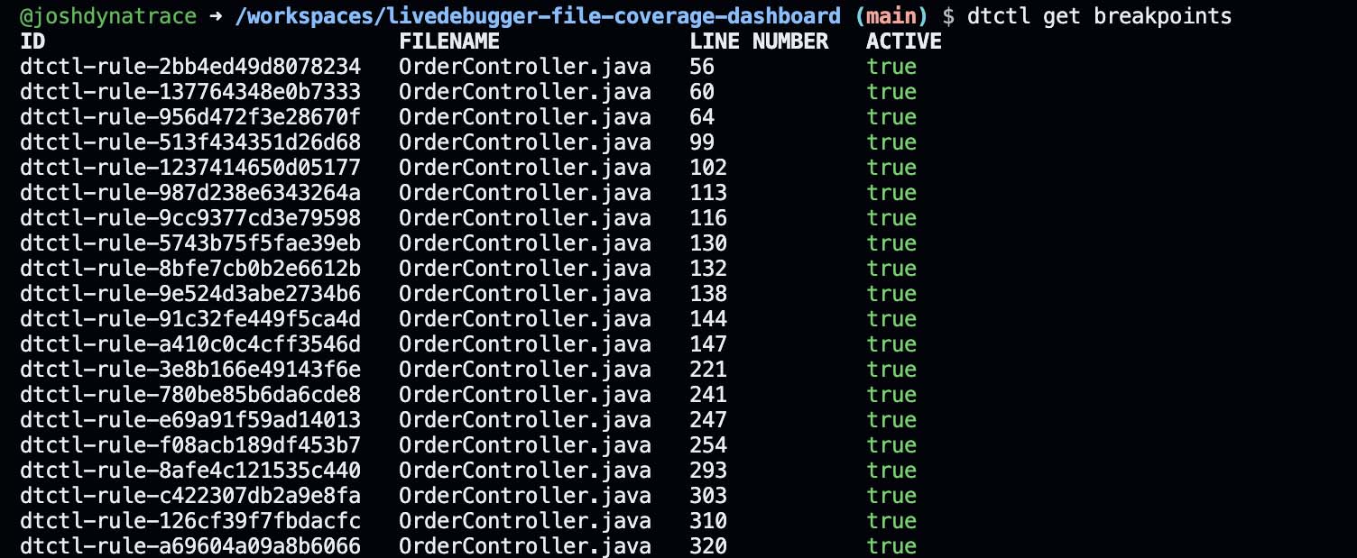Breakpoints listed with enabled status