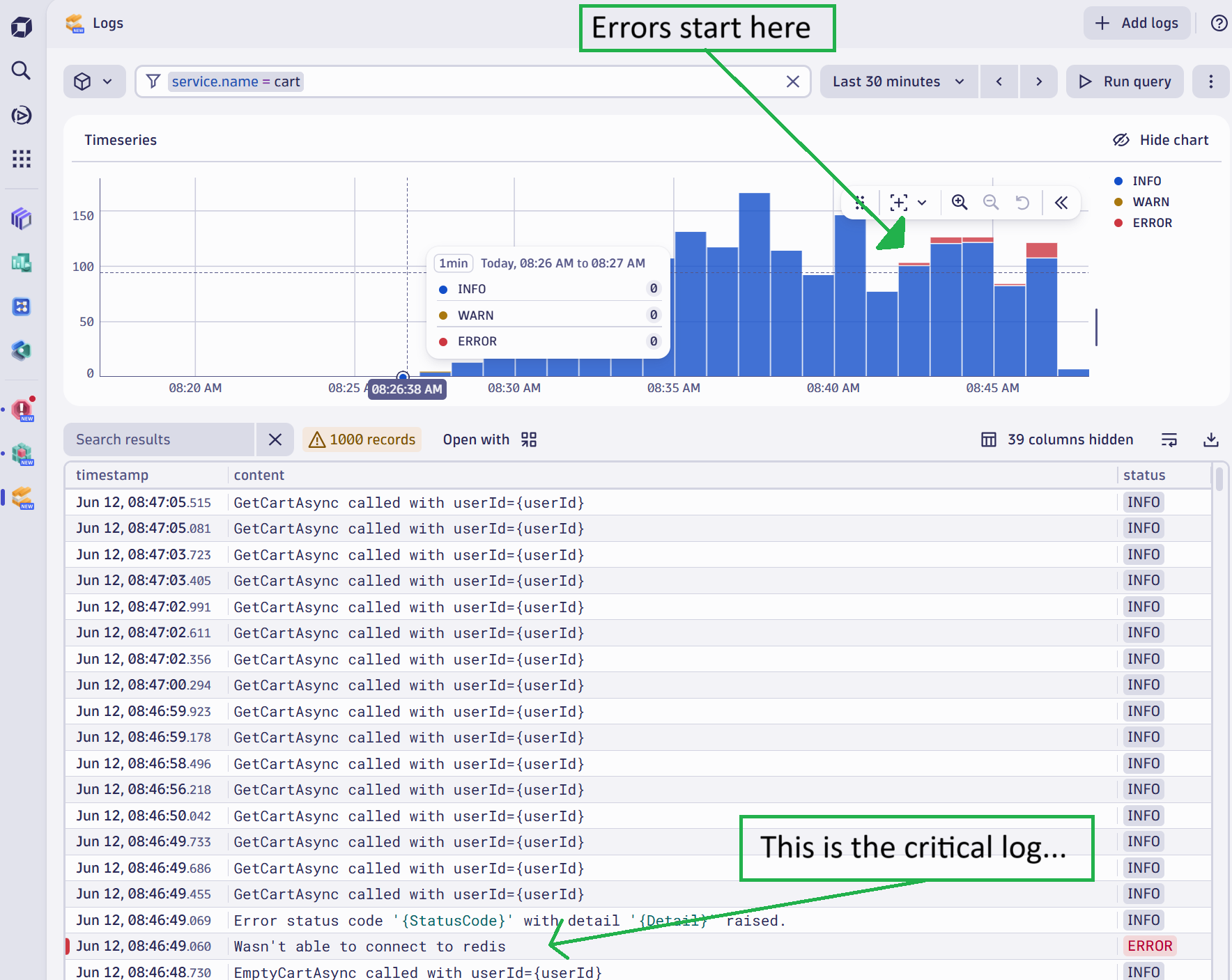 errors in logs app